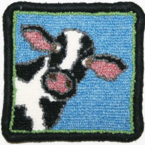 Complete Coaster Rug Hooking Kit - Cow 3 Complete Coaster Rug Hooking Kit - Cow