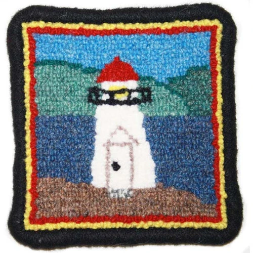 Complete Coaster Rug Hooking Kit - Lighthouse 3 Complete Coaster Rug Hooking Kit - Lighthouse