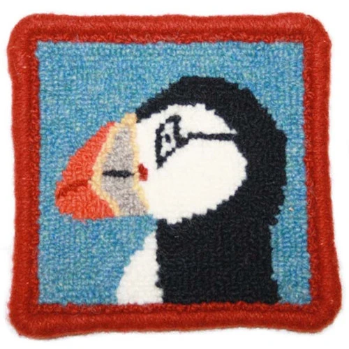 Complete Coaster Rug Hooking Kit - Puffin 3 Complete Coaster Rug Hooking Kit - Puffin
