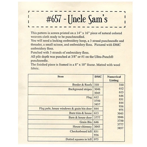 Punch Needle Pattern - Uncle Sam's 4 Punch Needle Pattern - Uncle Sam's - Image 2